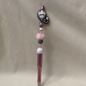 Pink and White Decorative Pen with Stethoscope. New.